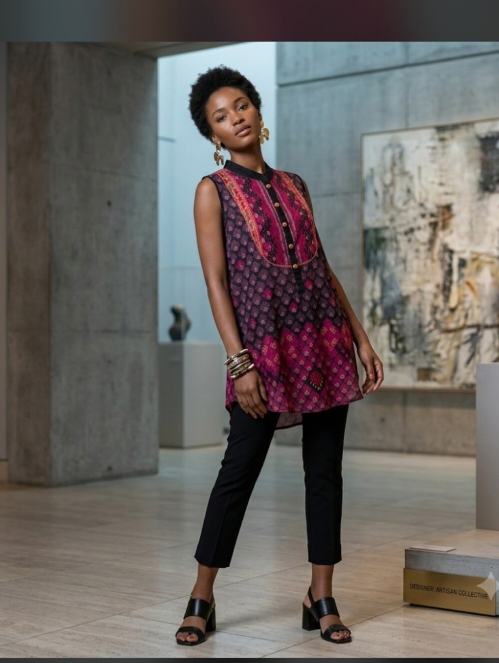 Label Ritu Kumar Tunic Top 4 Indie Artsy Bohemian #8500